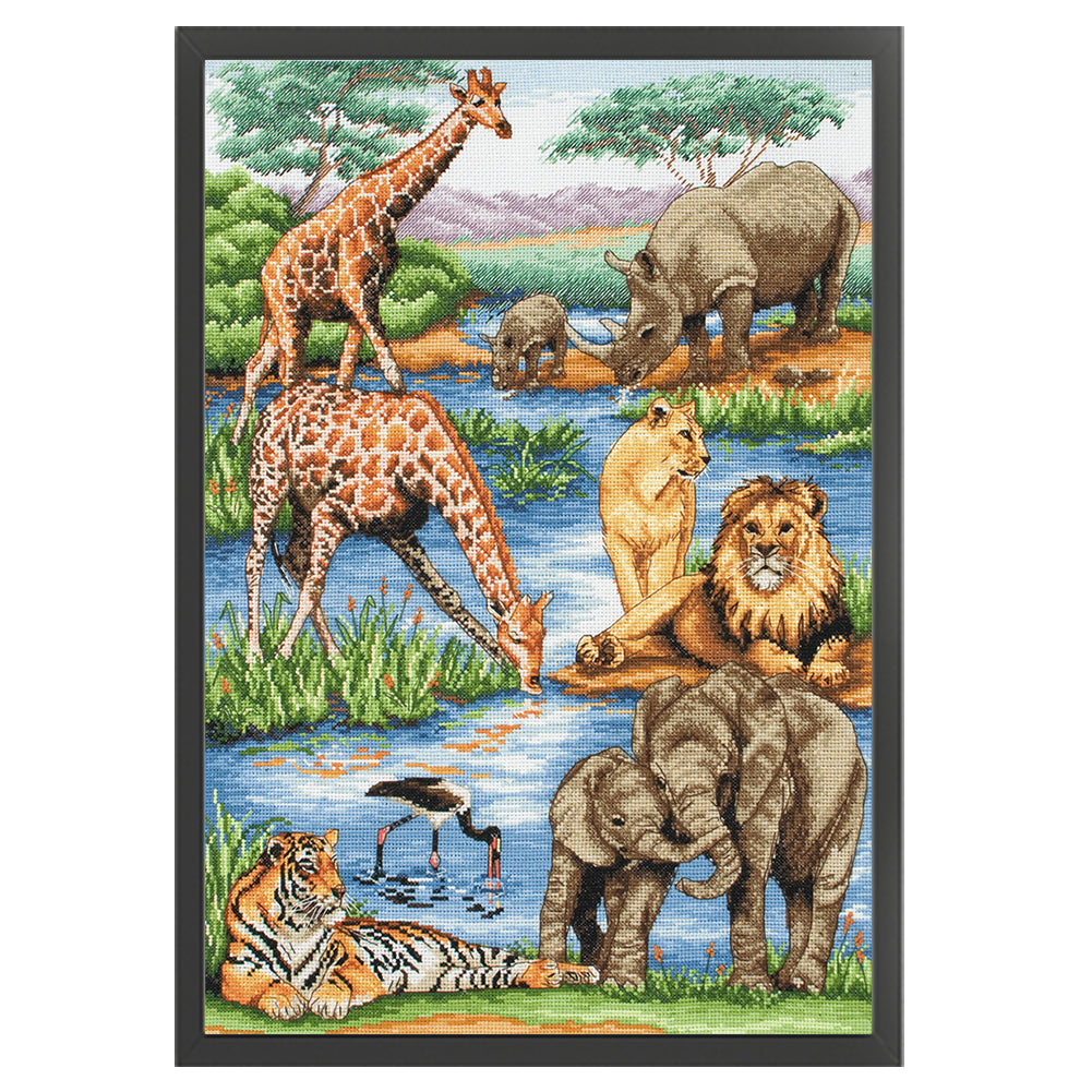 Animal World - 11CT Stamped Cross Stitch 50*70CM