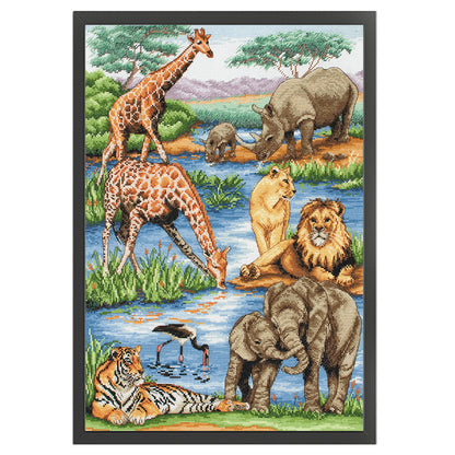 Animal World - 11CT Stamped Cross Stitch 50*70CM