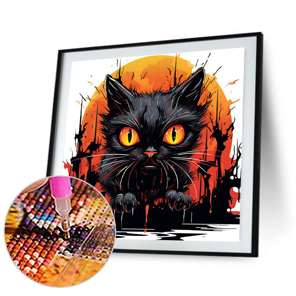 Black Cat - Full Round Drill Diamond Painting 30*30CM