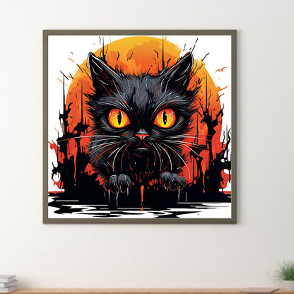 Black Cat - Full Round Drill Diamond Painting 30*30CM