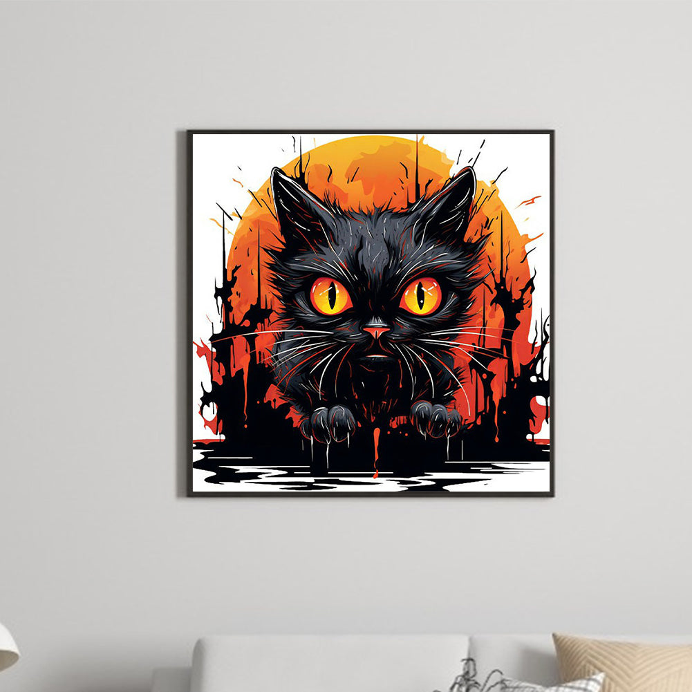 Black Cat - Full Round Drill Diamond Painting 30*30CM