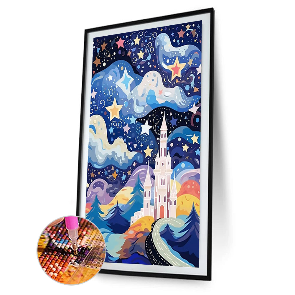 Abstract Starry Sky Castle - Full Round Drill Diamond Painting 40*60CM