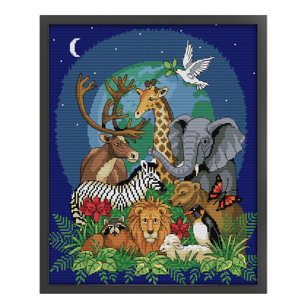 Animal World(2) - 11CT Stamped Cross Stitch 43*50CM(Joy Sunday)