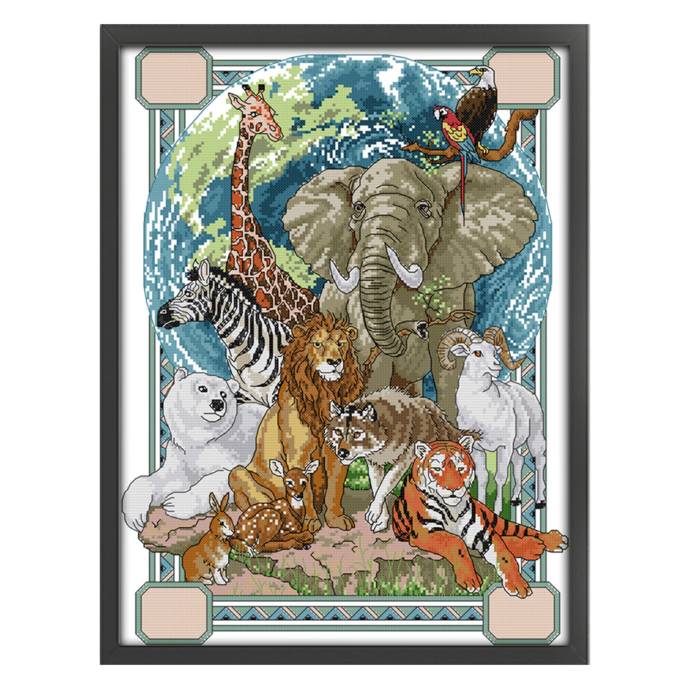 Animal - 11CT Stamped Cross Stitch 47*61CM(Joy Sunday)