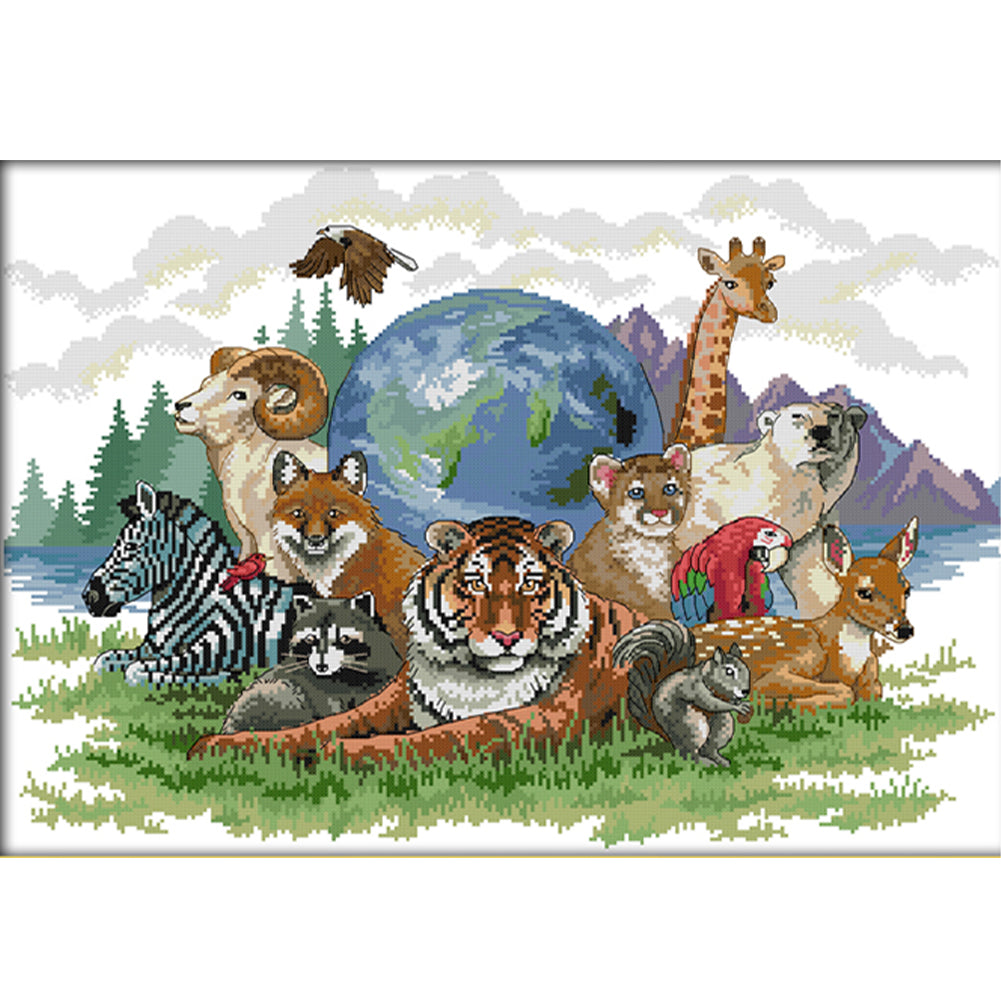 Animal World(3) - 11CT Stamped Cross Stitch 70*54CM(Joy Sunday)