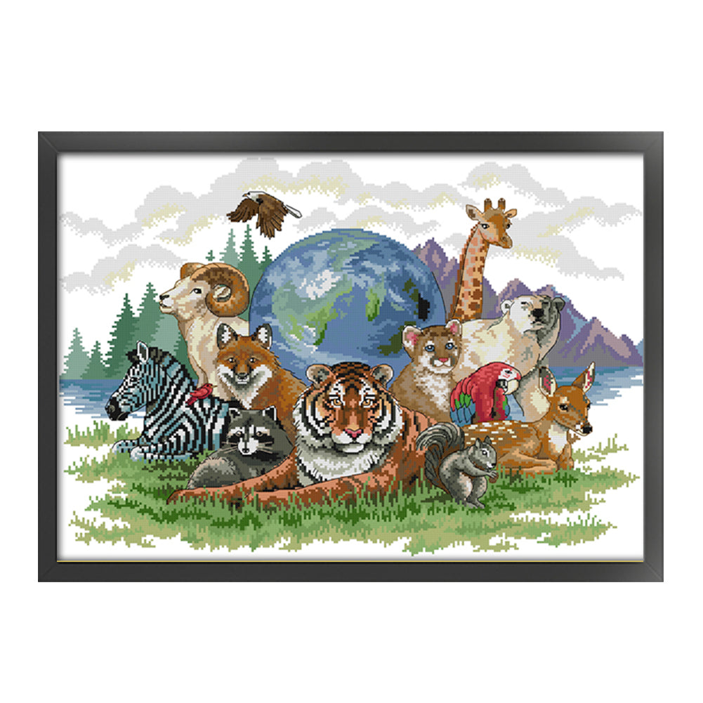 Animal World(3) - 11CT Stamped Cross Stitch 70*54CM(Joy Sunday)