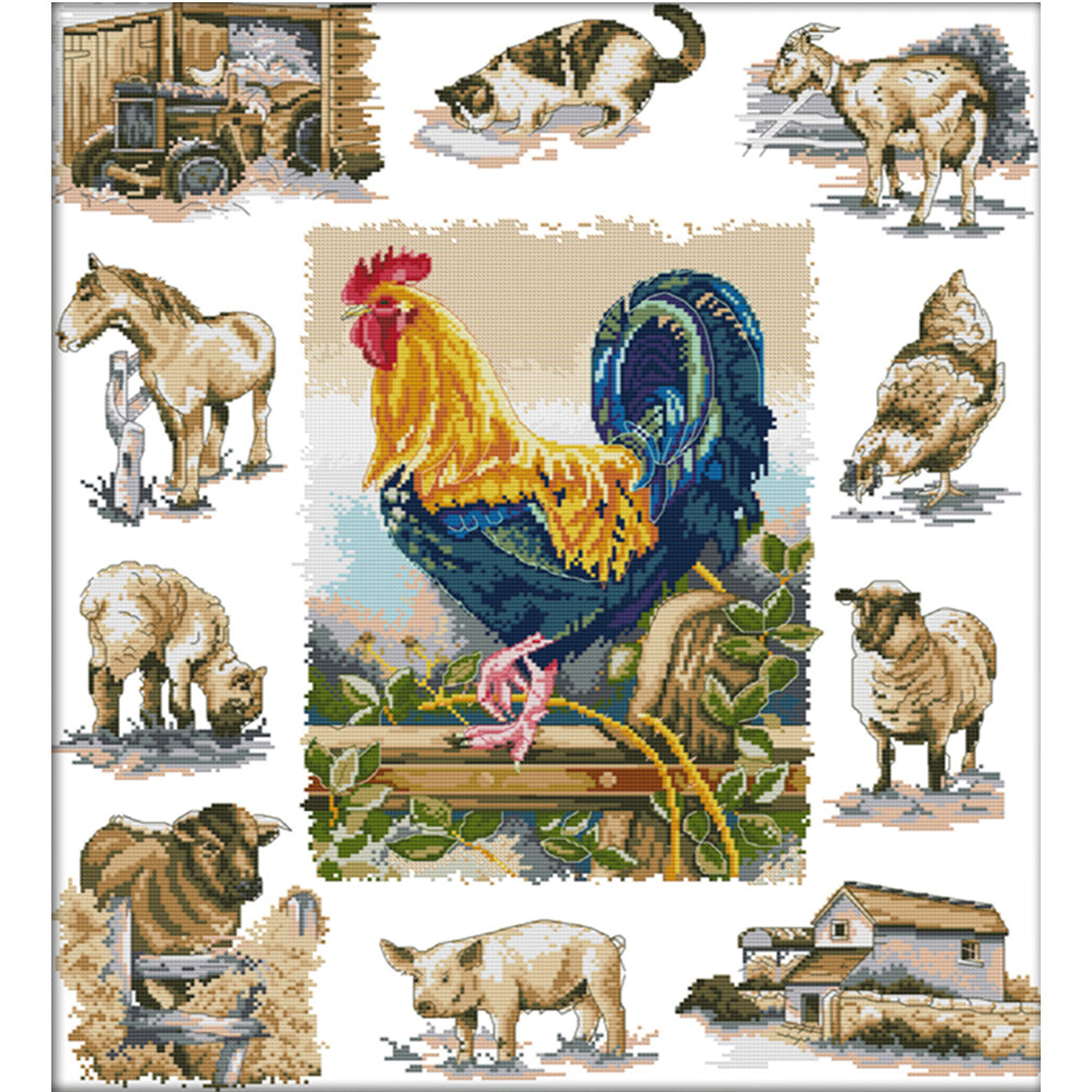 Domesticated Animals - 11CT Stamped Cross Stitch 66*75CM(Joy Sunday)