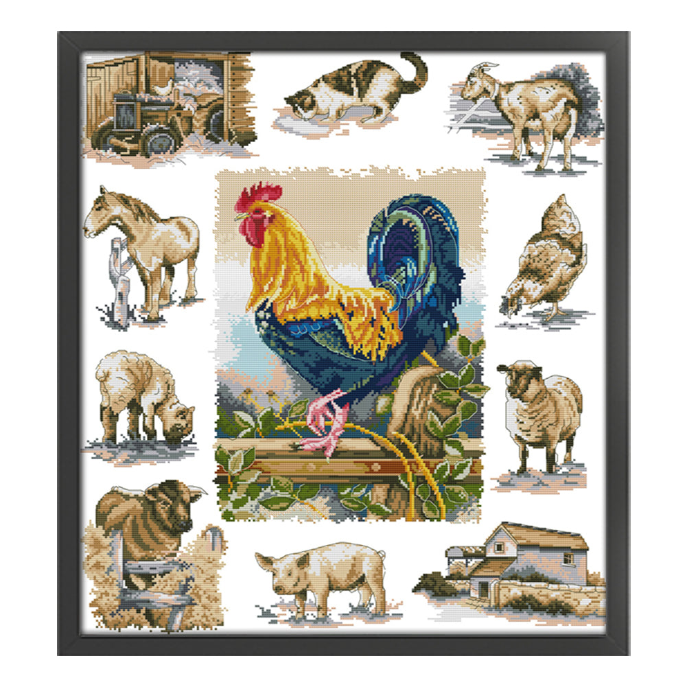 Domesticated Animals - 11CT Stamped Cross Stitch 66*75CM(Joy Sunday)