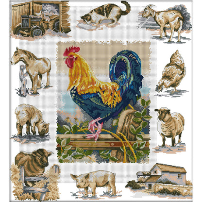 Domesticated Animals - 11CT Stamped Cross Stitch 66*75CM(Joy Sunday)