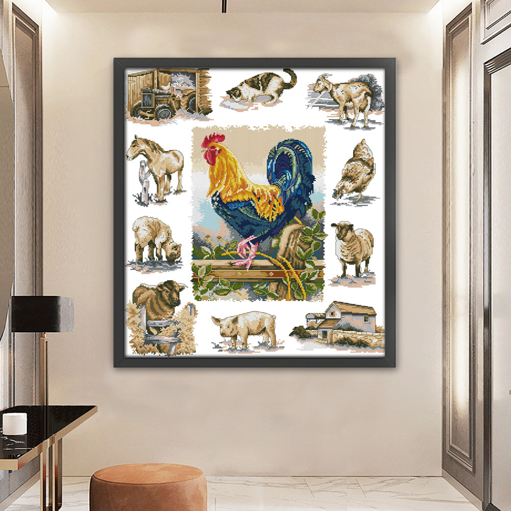 Domesticated Animals - 11CT Stamped Cross Stitch 66*75CM(Joy Sunday)