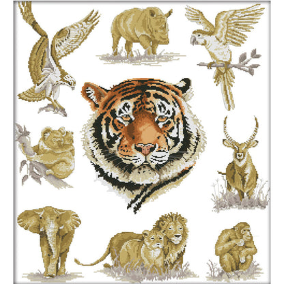 King Of Animals - 11CT Stamped Cross Stitch 66*77CM(Joy Sunday)