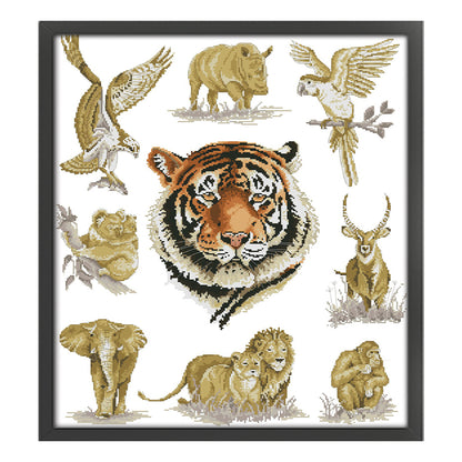 King Of Animals - 11CT Stamped Cross Stitch 66*77CM(Joy Sunday)