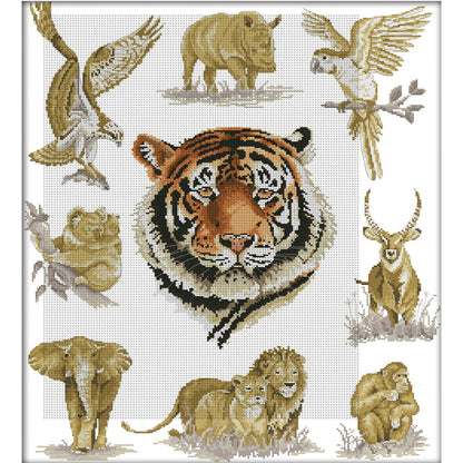 King Of Animals - 11CT Stamped Cross Stitch 66*77CM(Joy Sunday)