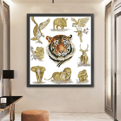 King Of Animals - 11CT Stamped Cross Stitch 66*77CM(Joy Sunday)