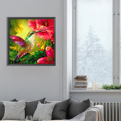 Hummingbird Holding Flower In Mouth - Full Round Drill Diamond Painting 30*30CM