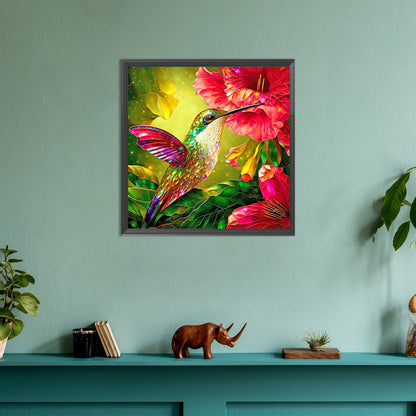 Hummingbird Holding Flower In Mouth - Full Round Drill Diamond Painting 30*30CM