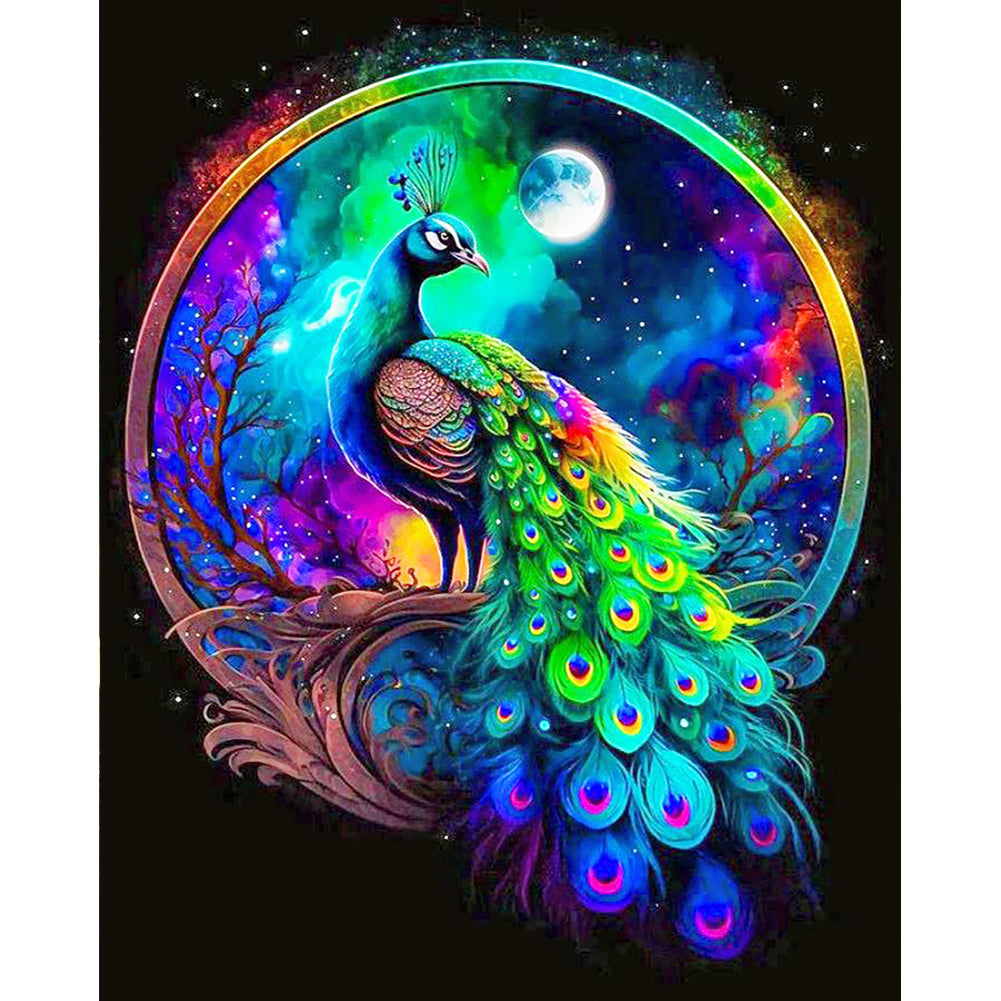 Colorful Peacock - Full Round Drill Diamond Painting 40*50CM