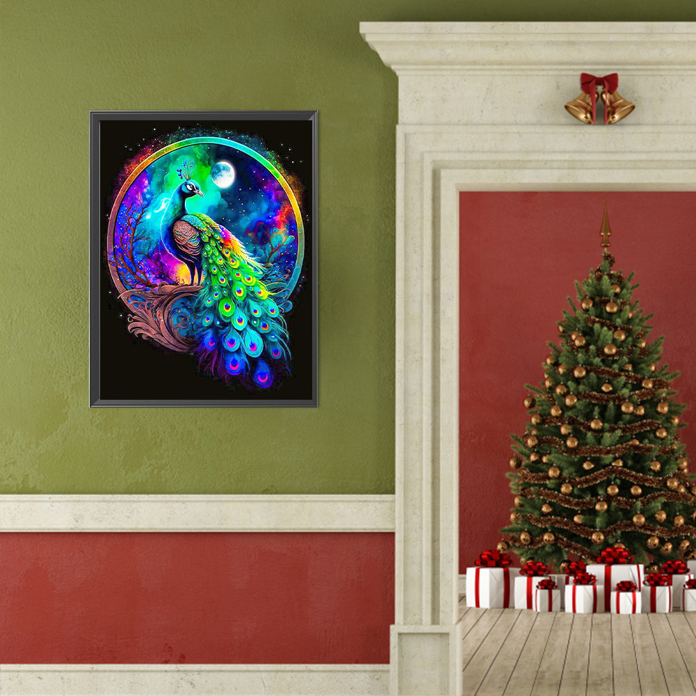 Colorful Peacock - Full Round Drill Diamond Painting 40*50CM