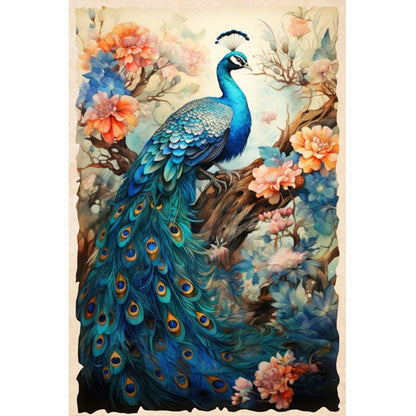 Peacock And Flower Tree - Full Round Drill Diamond Painting 40*60CM