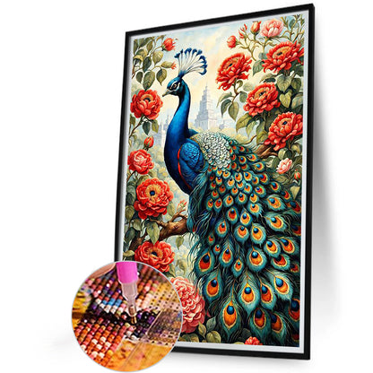 Peacock On Flower Tree - Full Round Drill Diamond Painting 40*60CM