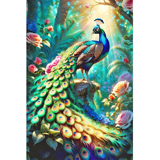 Peacock In The Forest - Full Round Drill Diamond Painting 40*60CM