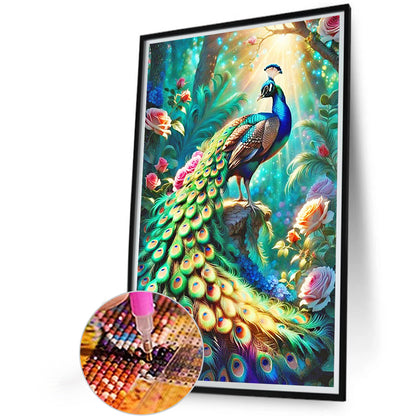 Peacock In The Forest - Full Round Drill Diamond Painting 40*60CM