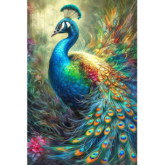 Peacock And Grass - Full Round Drill Diamond Painting 40*60CM
