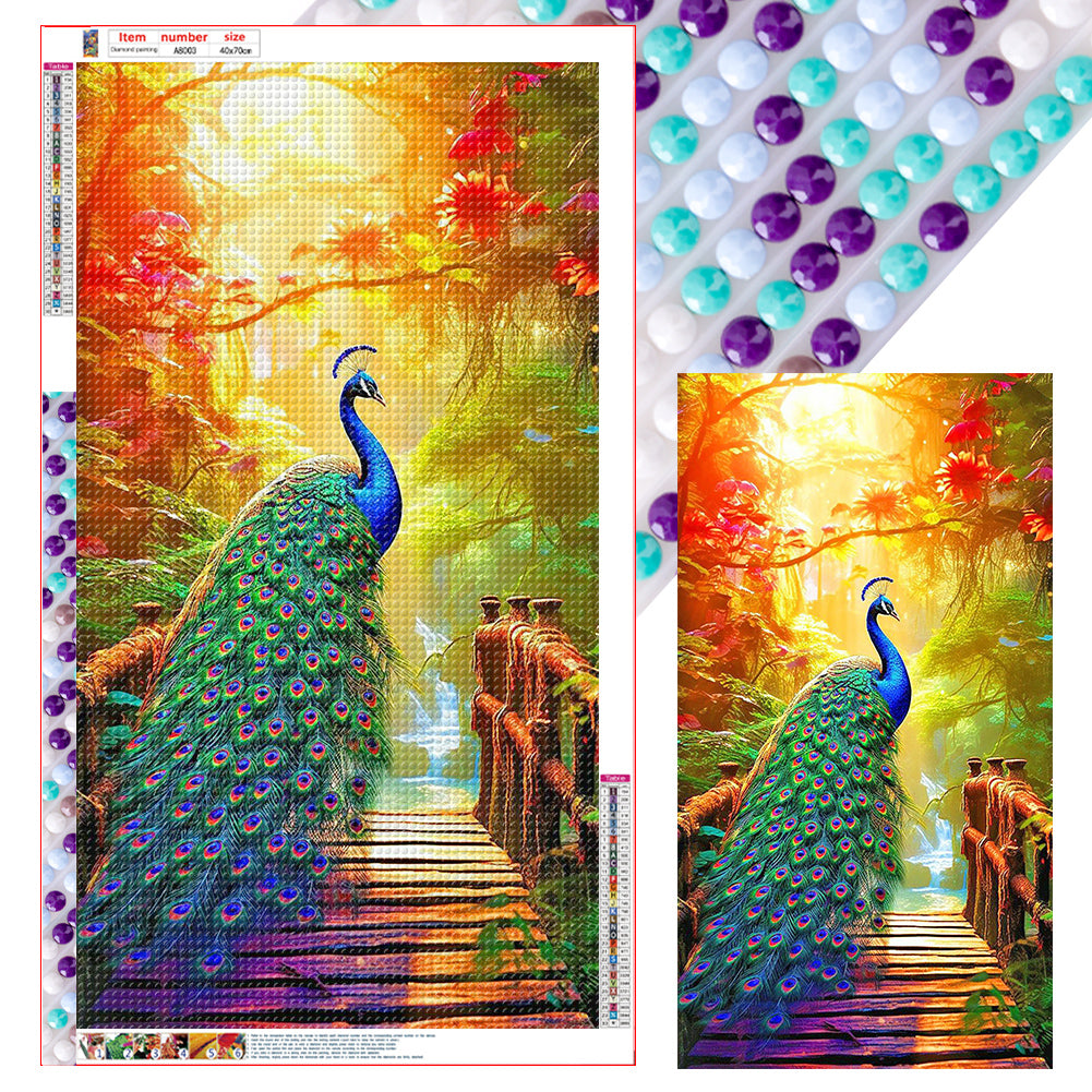 Peacock Under The Scorching Sun - Full Round Drill Diamond Painting 40*70CM