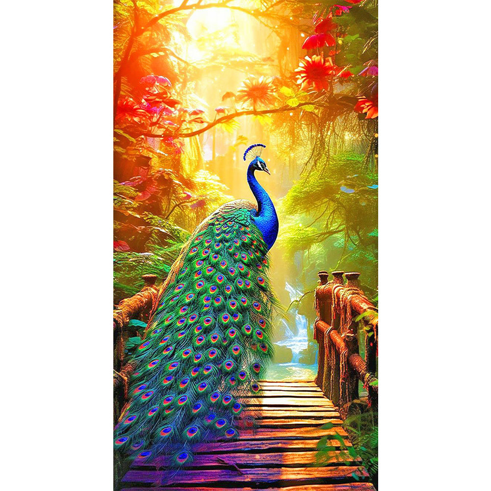 Peacock Under The Scorching Sun - Full Round Drill Diamond Painting 40*70CM