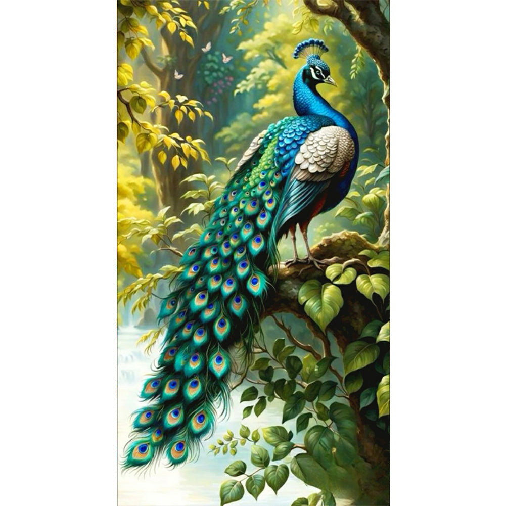 Peacock On The Tree - Full Round Drill Diamond Painting 40*70CM