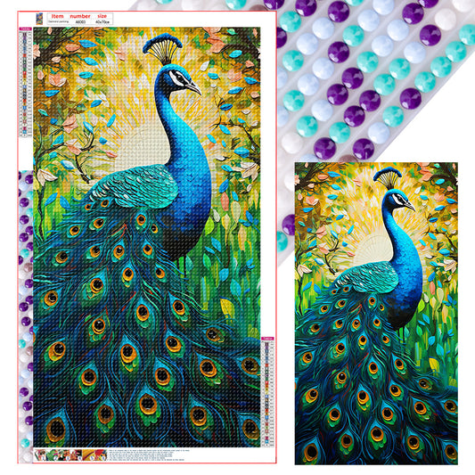 Peacock In Painting - Full Round Drill Diamond Painting 40*70CM