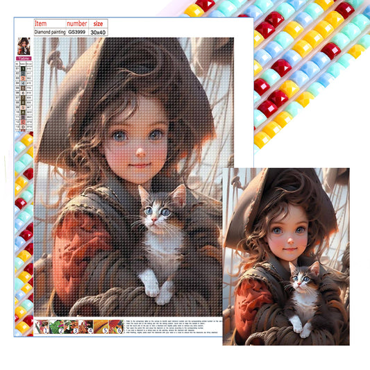 Cute Pet Girl - Full Square Drill Diamond Painting 30*40CM