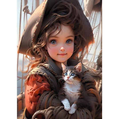 Cute Pet Girl - Full Square Drill Diamond Painting 30*40CM