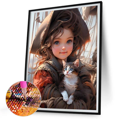 Cute Pet Girl - Full Square Drill Diamond Painting 30*40CM