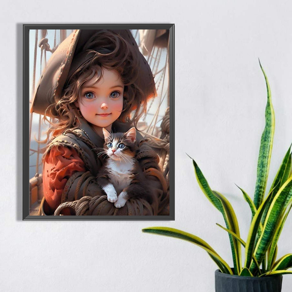 Cute Pet Girl - Full Square Drill Diamond Painting 30*40CM