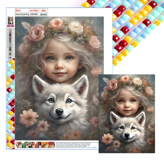 Cute Pet Girl - Full Square Drill Diamond Painting 30*40CM