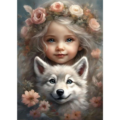 Cute Pet Girl - Full Square Drill Diamond Painting 30*40CM