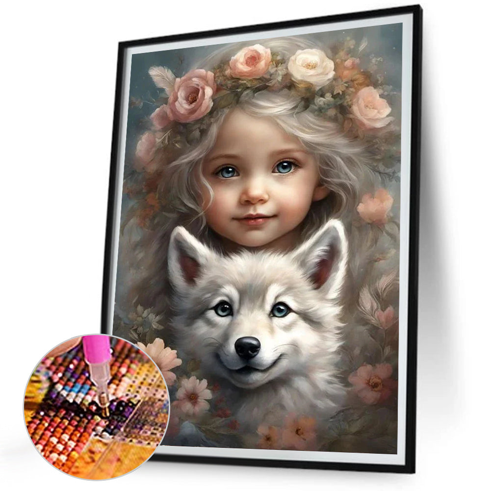 Cute Pet Girl - Full Square Drill Diamond Painting 30*40CM