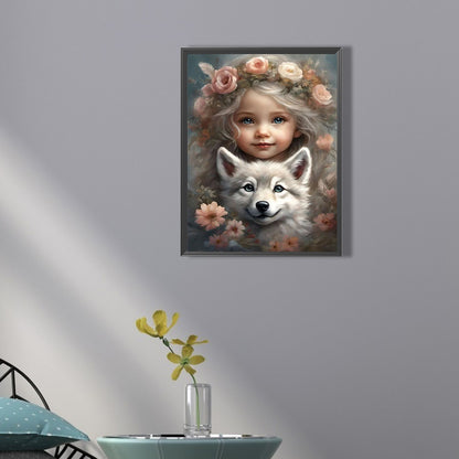 Cute Pet Girl - Full Square Drill Diamond Painting 30*40CM