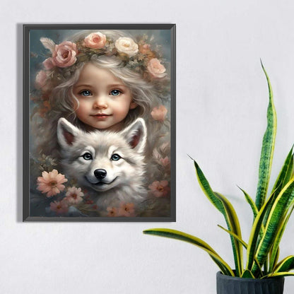 Cute Pet Girl - Full Square Drill Diamond Painting 30*40CM