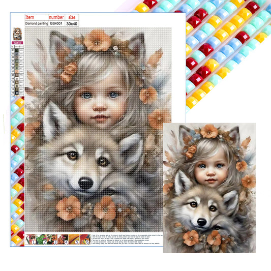 Cute Pet Girl - Full Square Drill Diamond Painting 30*40CM