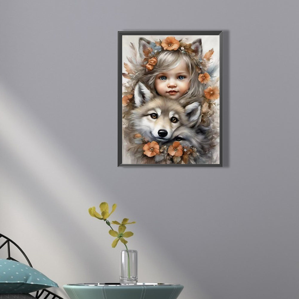 Cute Pet Girl - Full Square Drill Diamond Painting 30*40CM