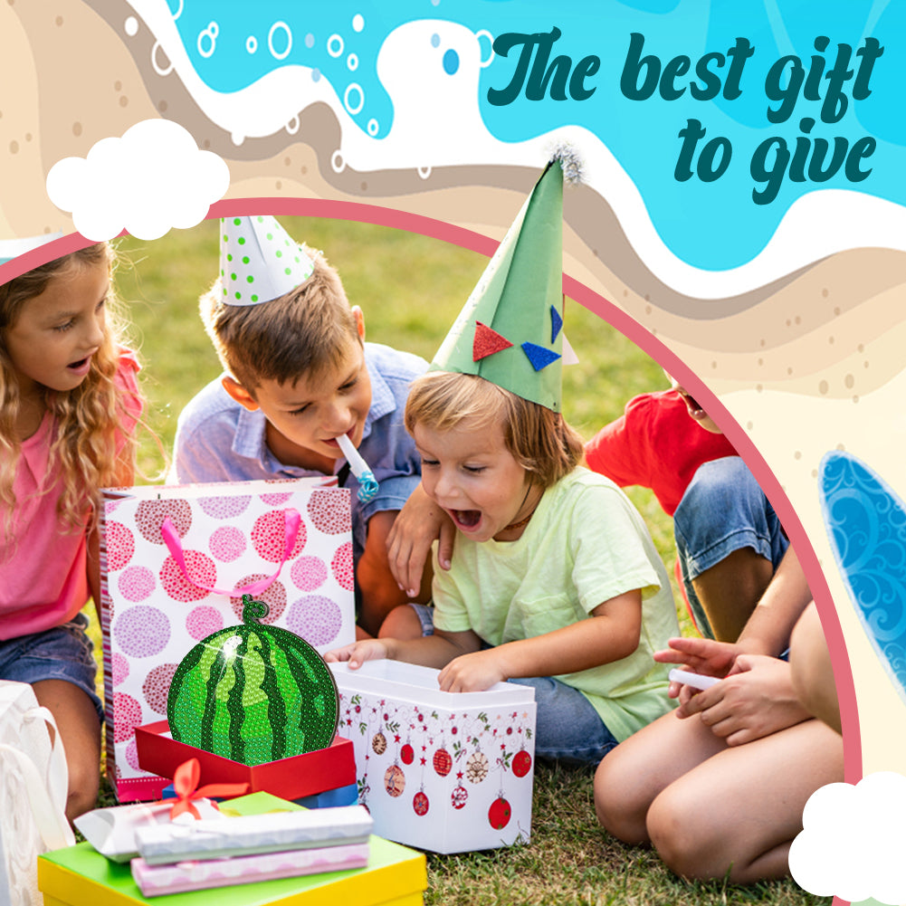 8 Pcs Acrylic Diamond Painting Coasters Kits with Holder for Beginner (Fruit)