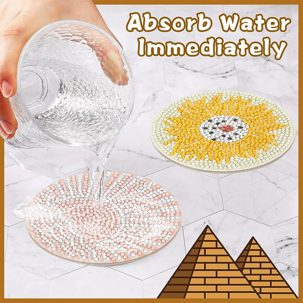 8 Pcs Acrylic Diamond Painting Coasters Kit with Holder for Beginner (Geometric)