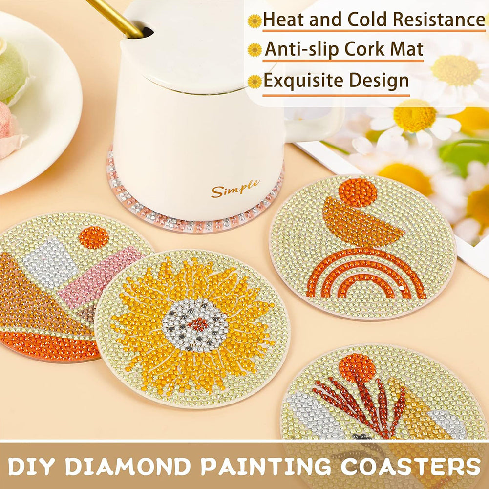 8 Pcs Acrylic Diamond Painting Coasters Kit with Holder for Beginner (Geometric)