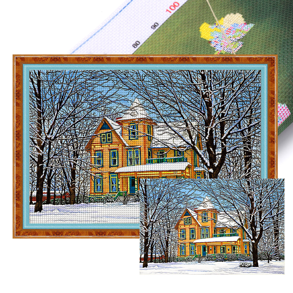 Snow Cabin - 11CT Stamped Cross Stitch 70*50CM