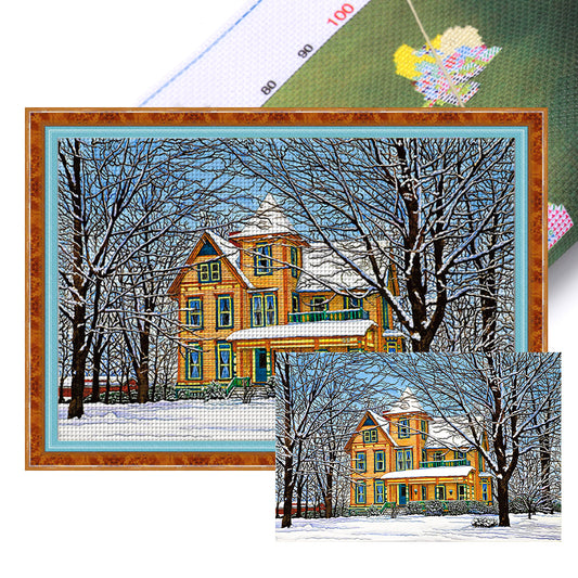 Snow Cabin - 11CT Stamped Cross Stitch 70*50CM