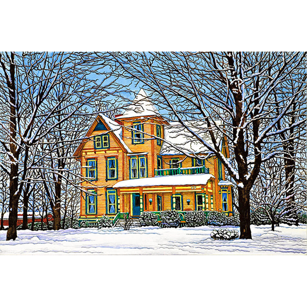 Snow Cabin - 11CT Stamped Cross Stitch 70*50CM