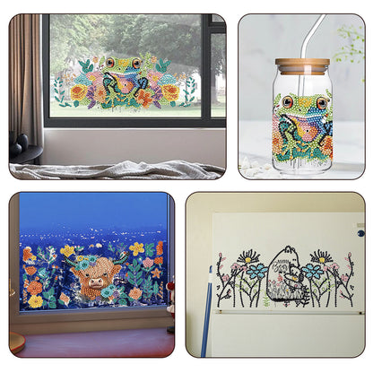 4 Pcs Rhinestone Stickers Cartoon Diamond Painting Sticker for Cup (Animal)