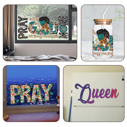 4 Pcs Rhinestone Stickers Cartoon Diamond Painting Sticker for Cup (Queen)